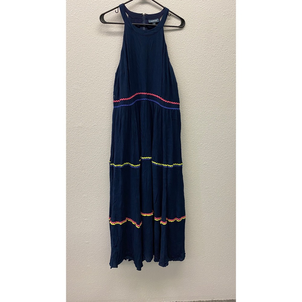 Modcloth Maxi Dress Womens 16 Gauze Yes to Festival Navy Blue Colorful Boho